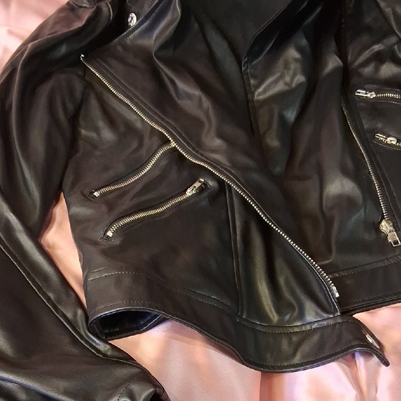 Black Faux Leather Jacket - Picture 3 of 5